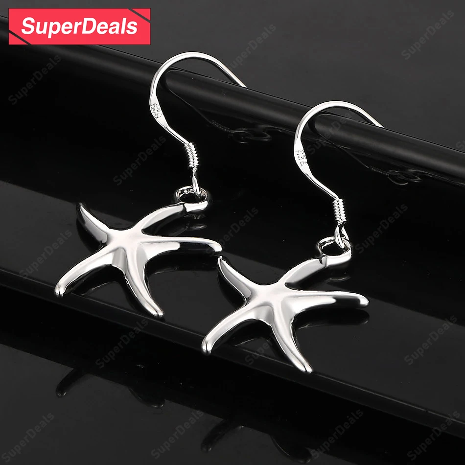 

SuperDeals 925 Sterling Silver Cute Starfish Drop Earring Women Fashion Party Birthday Christmas Gift Beautiful Jewelry