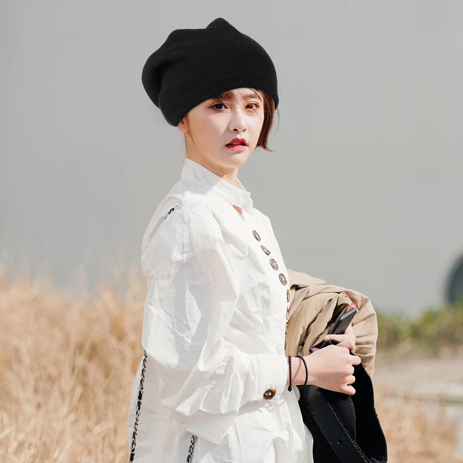 

1Pcs Warm Knitted Cap Thickened Solid Color Autumn Winter Wool Hat for Women Lightweight Winter Warm Hat for Adults