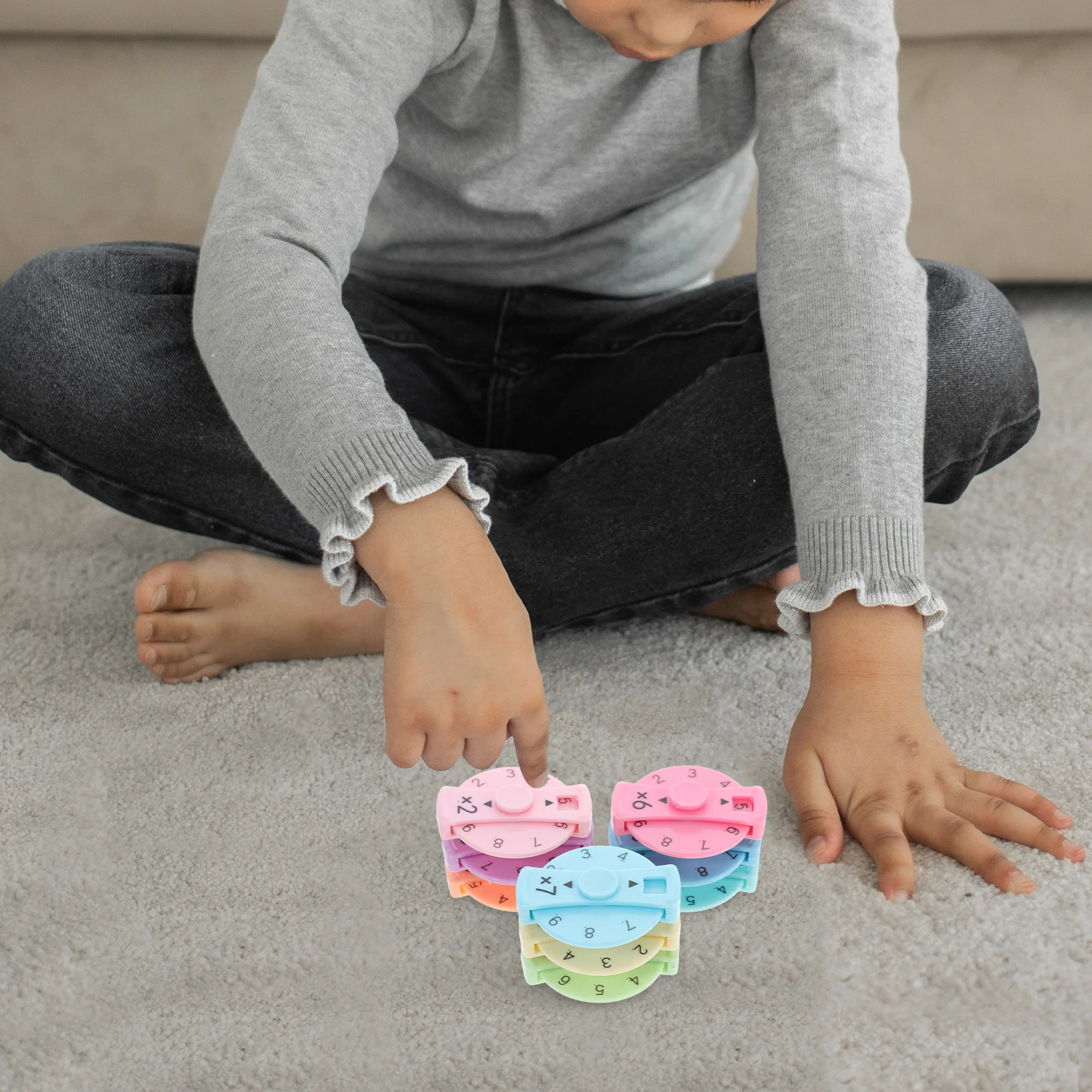

9 Pcs Mathematical Rotary Spiral Division Game Toy Funny Gyro Finger-tip Maths Learning Toys Brain Kids