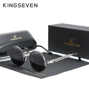 Kingseven sunglasses Steampunk Gothic high quality polarized men Men Women Brand Vintage Round Metal Frame sunglasses 6 Main Sales Glasses Kingseven Men's - №3