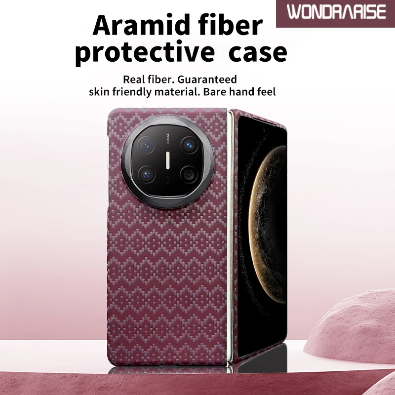 Luxury Magnetic Aramid Fiber For Huawei Mate X6 Red Floral Series Case - Ultra-Thin, Lightweight, 140g, Strong Protection