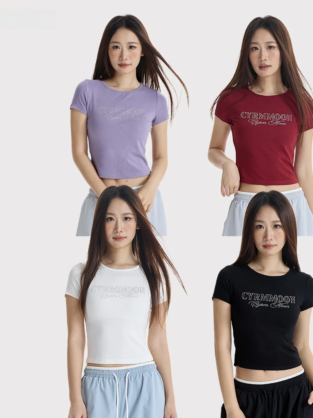 

Cyrm Street Dance Trendy Brand Short T-Shirt Women's Spicy Short Sleeve Jazz Dance Multi-Color Slim Fit round Neck Top