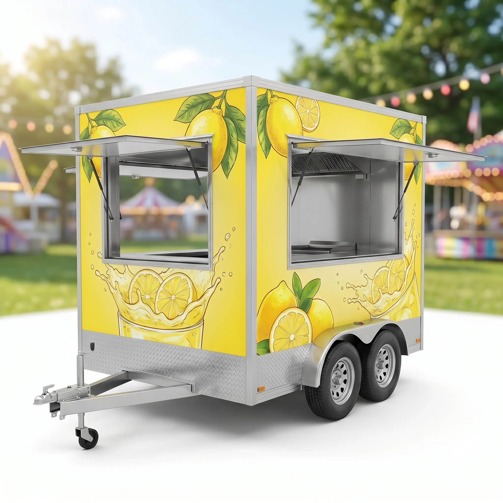 Commercial Square Food Vending Trailer DOT Certified Mobile Coffee Bakery Box Cart Shopping Mall Dessert Kiosk Turnkey