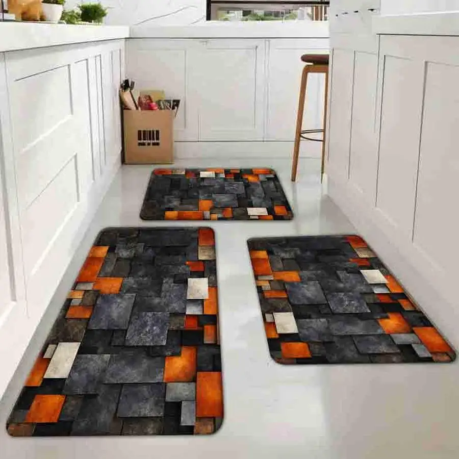 

1pc flannel floor matModern Geometric 3D Block Print Non-Slip Rug for Living Room Home DecorNon-slip, machine washable, soft area rug for home living room bedroom kitchen decor