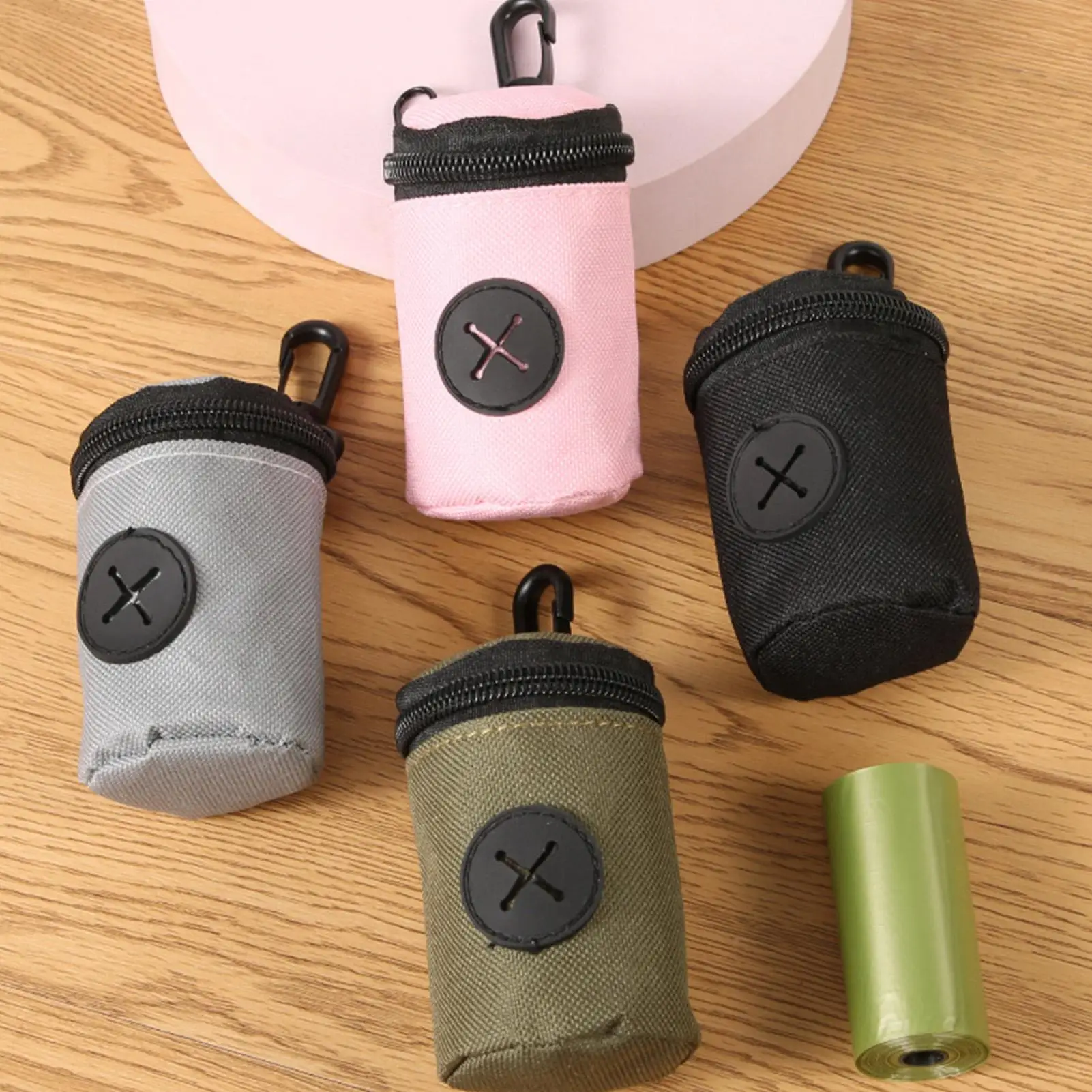 Dog Poop Bag Holder Zipper Dispenser Small Pouch Clip Attachment for Leashes Travel Walking Training Pet Puppy Waste