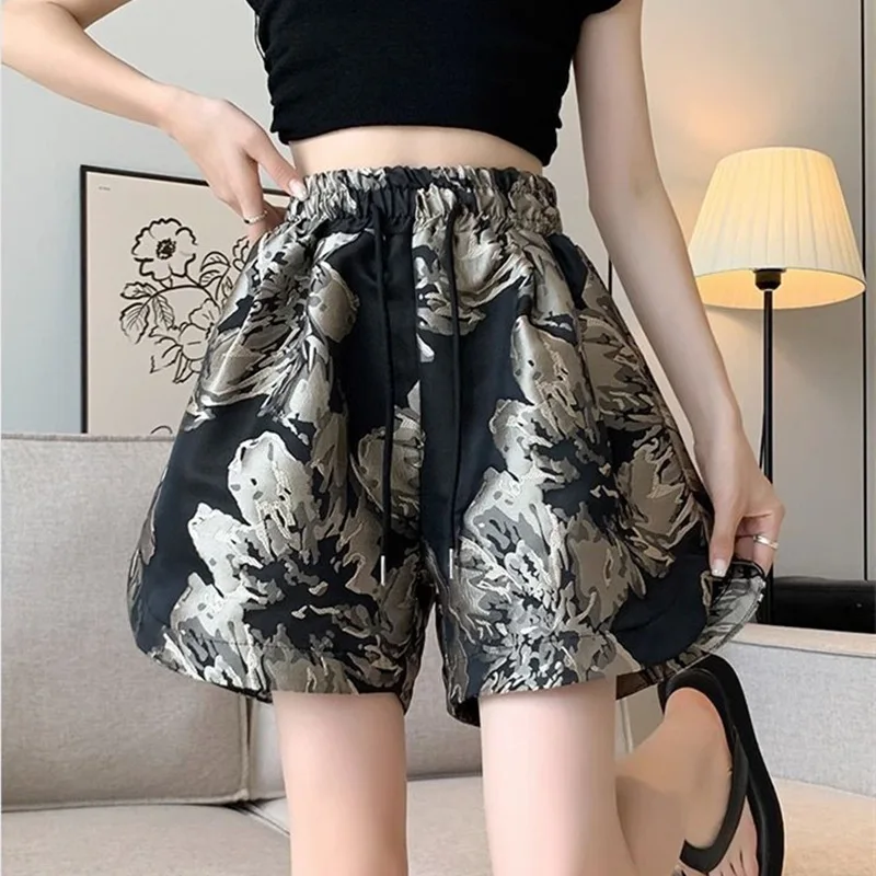 

Hot Selling Vintage Wide-Leg Shorts Women's Sports Pants Summer Thin Tie-Dye Loose High-Waist CasualaTrendy Shorts Outdoor