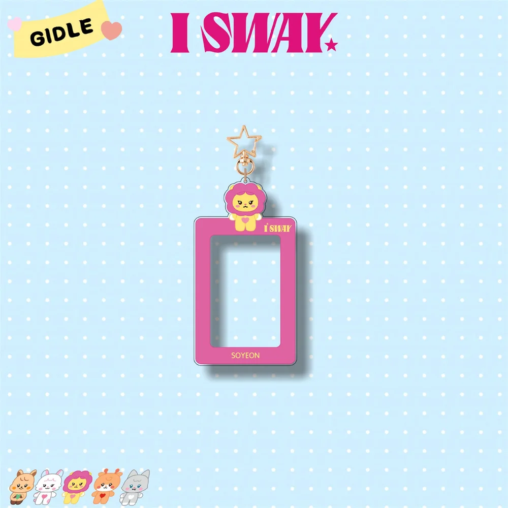 Kpop (G)I-DLE porta carte portachiavi accessori GIDLE Album I SWAY Cartoon acrilico Card Sleeve GIDLE cartolina portaoggetti per cornici per foto