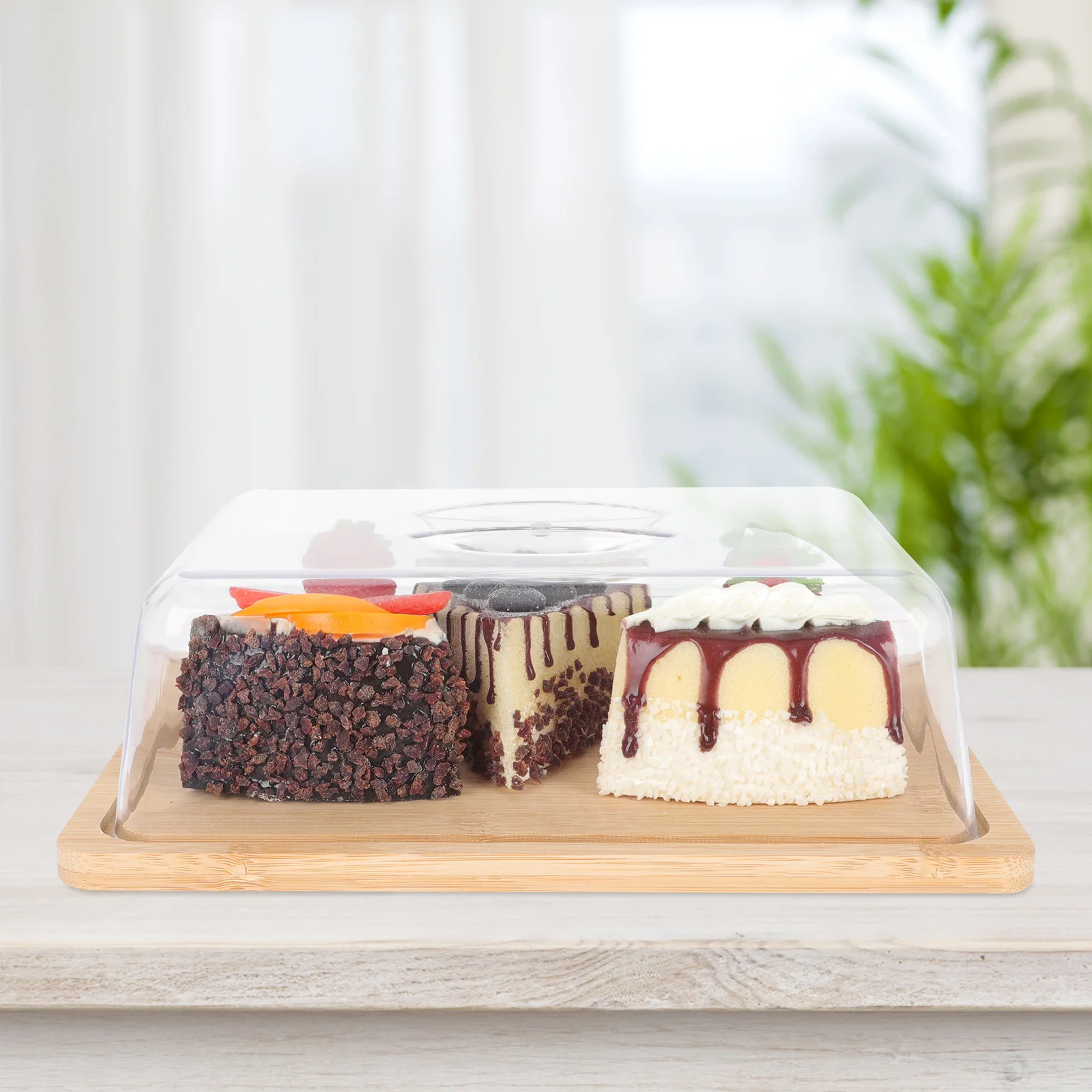 

Бамбуковая крышка для масла, прямоугольный поднос для закусок для столешницы в холодильнике, большой контейнер для десерта, контейнер для хранения материалов премиум-класса