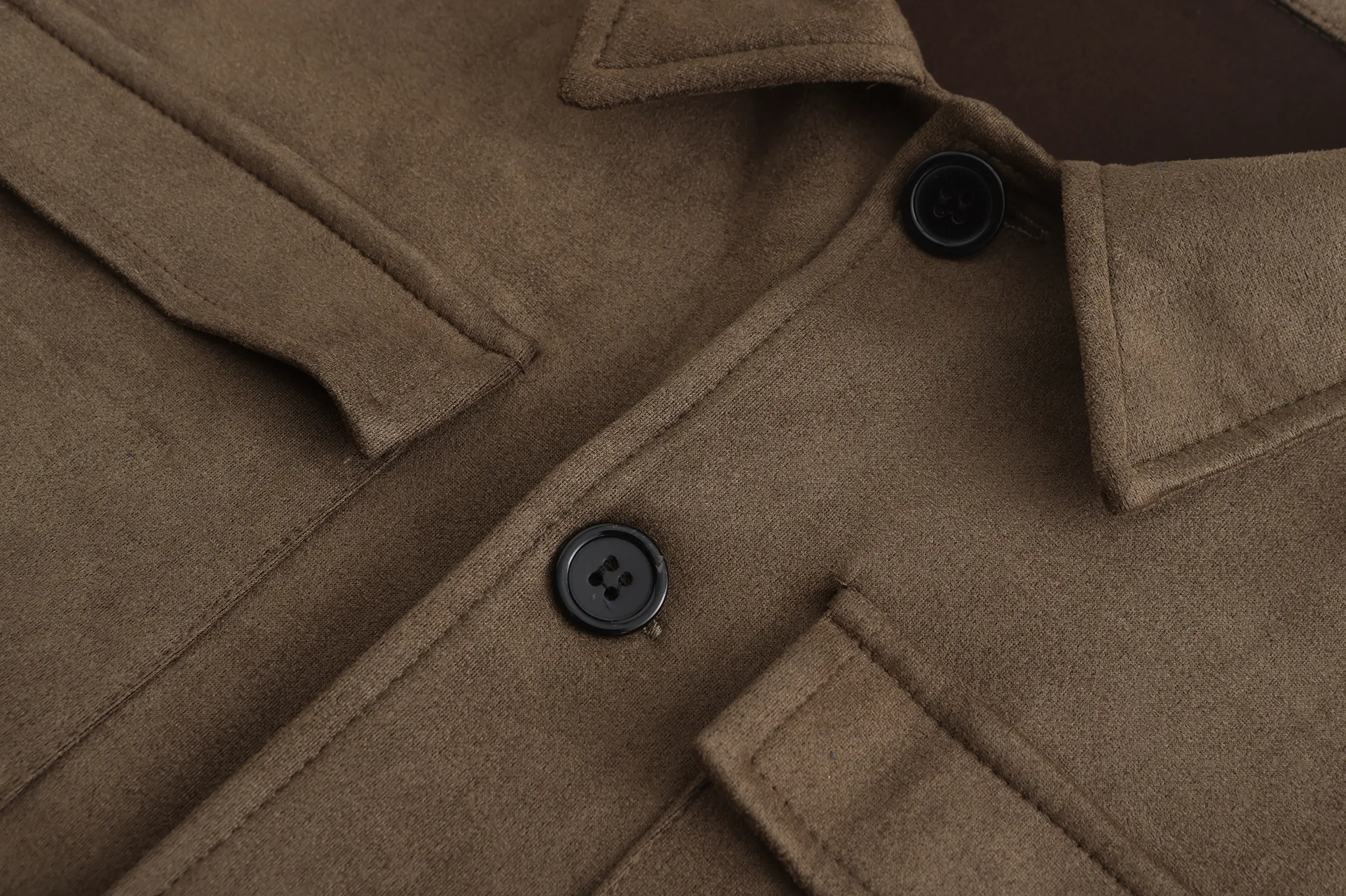 جاكيت رجالي من جلد البقر المدبوغ ، ياقة مطوية ، سترة واقية متعددة الجيوب ، معطف غير رسمي كلاسيكي ، ملابس شارع للخريف والشتاء #6