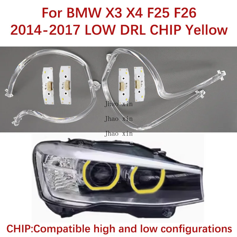 Lemon Yellow Angel Eye Module Chip Suitable For BMW X3 X4 F25 F26 Ballast Light Guide Tube 2014-2017 LOW Car Headlight DRL CHIP
