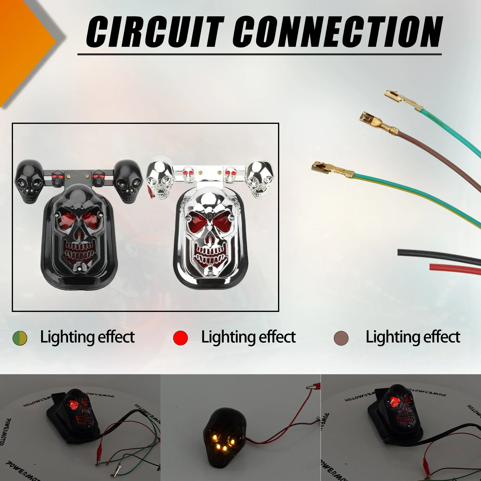 Motorcycle Brake Light Motorbike License Plate Lamp 12V LED Skull Rear Light For Harley Honda Kawasaki BMW Yamaha Benelli