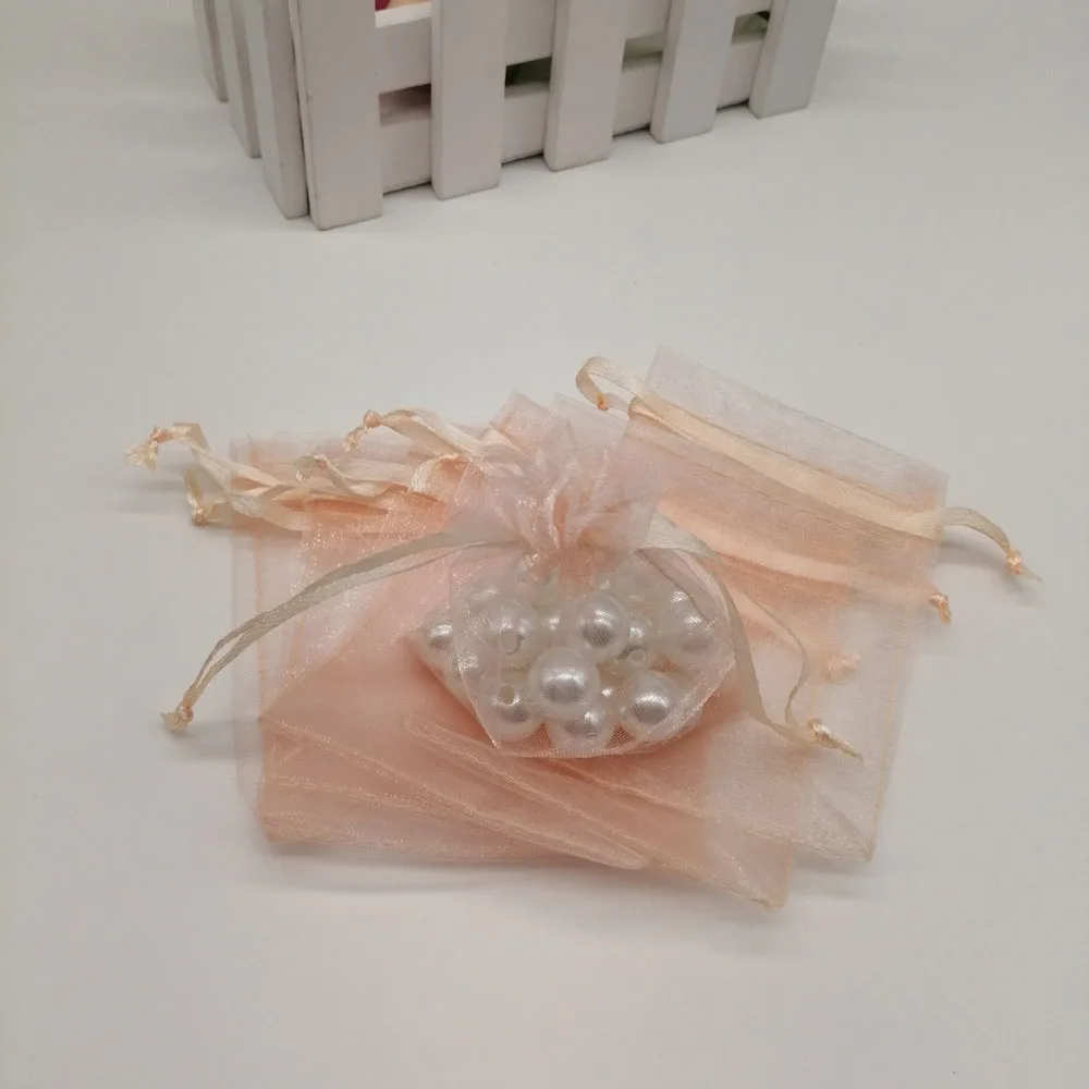 100pcs Champagne Gift Bag Wedding Packing Storage Pouch Drawstring Packaging Bags Organza Bag Mesh Gift Pouch Organza Gifts Bags