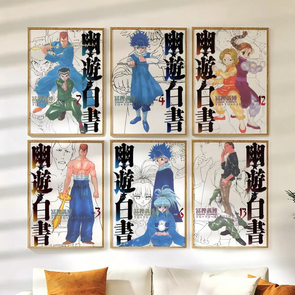 Póster de cómics Y-YuYu Hakusho, pegatinas de pared, pintura HD, calcomanías artísticas autoadhesivas para dormitorio, sala de estar, decoración del hogar