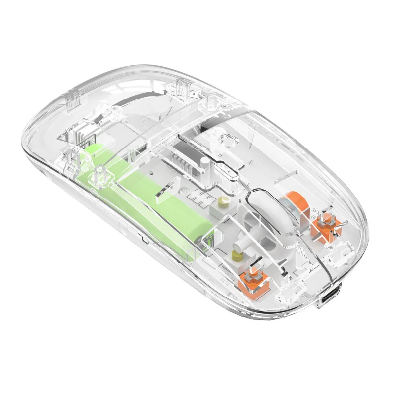Gaming Mouse Transparent Double Mode 2.4G Bluetooth Wireless Computer Mice for Huawei Laptop PC Mac Silient Mice Rechargeable