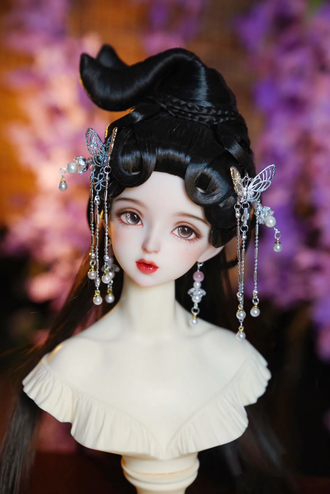 

1/3 BJD Doll Butterfly Hairpin, Earring Headdress Set Accessories