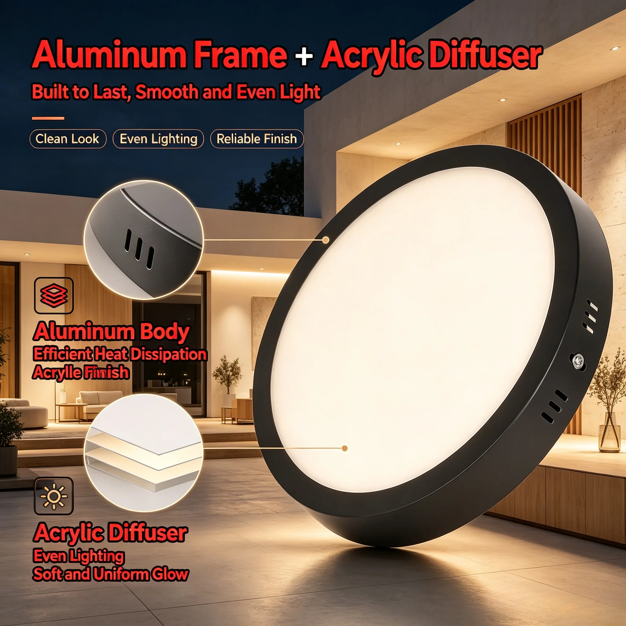 Led Panel Ceiling Light Memory Function 3 Colors Change Indoor Lighting for Living Room Kitchen Ceiling Lamp 15W 25W 110-265V