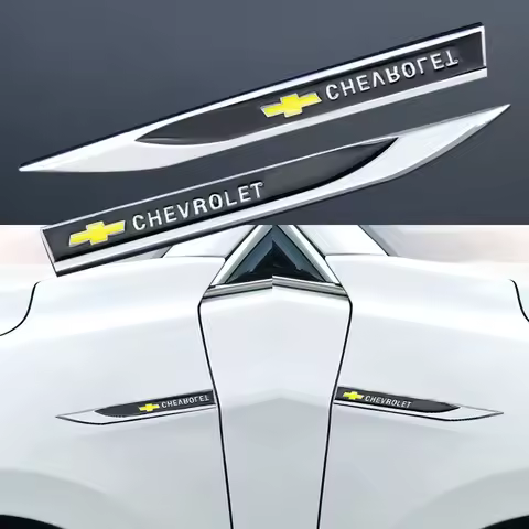 2pcs Car Emblem Car Fender Sides Metal Blade Sticker Decal For Chevrolet Sail Onix Corsa Aveo Sonic Spark 2021 Car Accessories