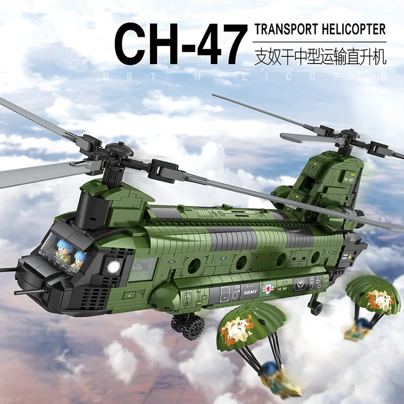 Aircraft Series Chinook Helicopter Building Blocks Model Famous WWII Military Fighter MOC Brick Sets Boys Toys Gift For Children