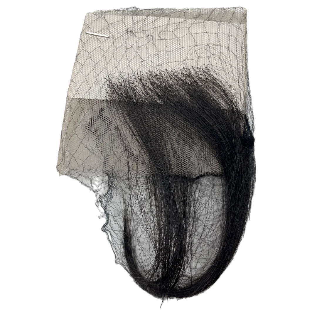 شرائط دانتيل للشعر للنساء - خط شعر دانتيل غير مرئي قابل لإعادة الاستخدام مع قطعتين من قطع الشعر البشري الطبيعي المصنوع يدويًا، أسود 6 بوصات