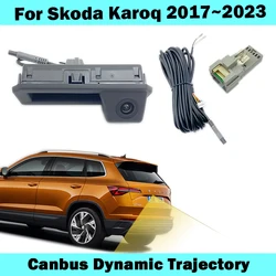HICAMRUI Rear Reverse Backup Camera for Skoda Karoq 2017-2023 Canbus Dynamic Trajectory Camera Plug and Play without coding