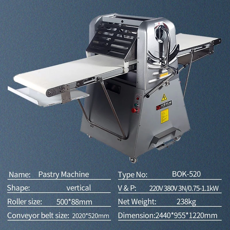 Automatic Dough Sheeter Pastry Making Machine for Puff Pastry Kitchen Commercial Grade Dough Roller