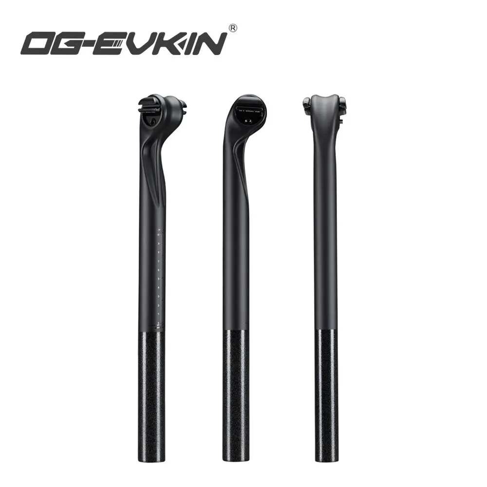 OG-EVKIN Carbon Bicycle Seatpost 27.2/31.6MM 15MM Offset for MTB Or Road 400mm Length Seat Tube Bicycle Part Mountain Bike Black