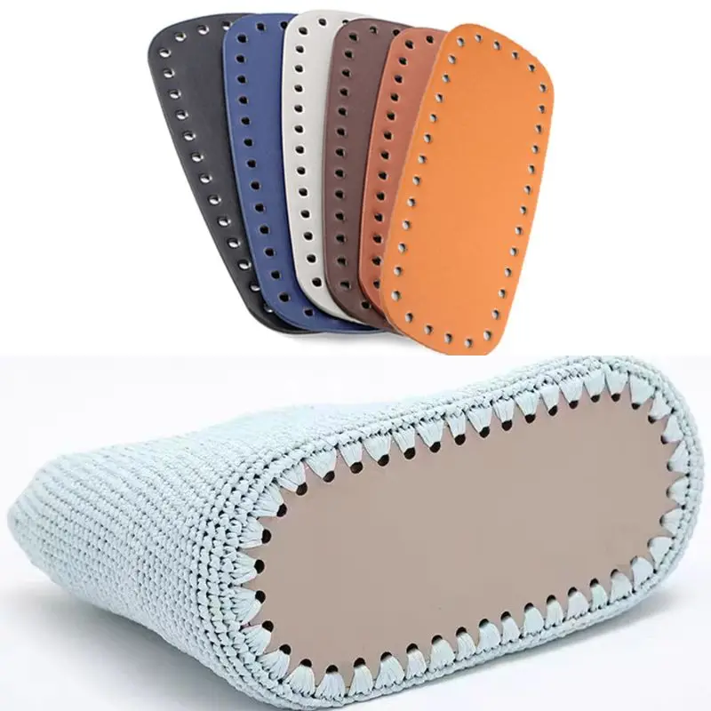 20*9cm Oval Round Bottom For Knitted Bag PU Leather Bag Base Handmade Bottom With Holes Diy Crochet Bag Bottom Accessories