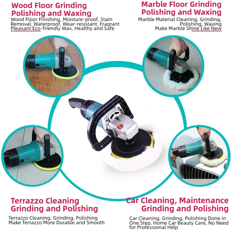 Multi-Function Polishing Grinding Waxing Machine with All-Copper Motor,6-Speed Adjustment for Wood Marble Terrazzo Car Care