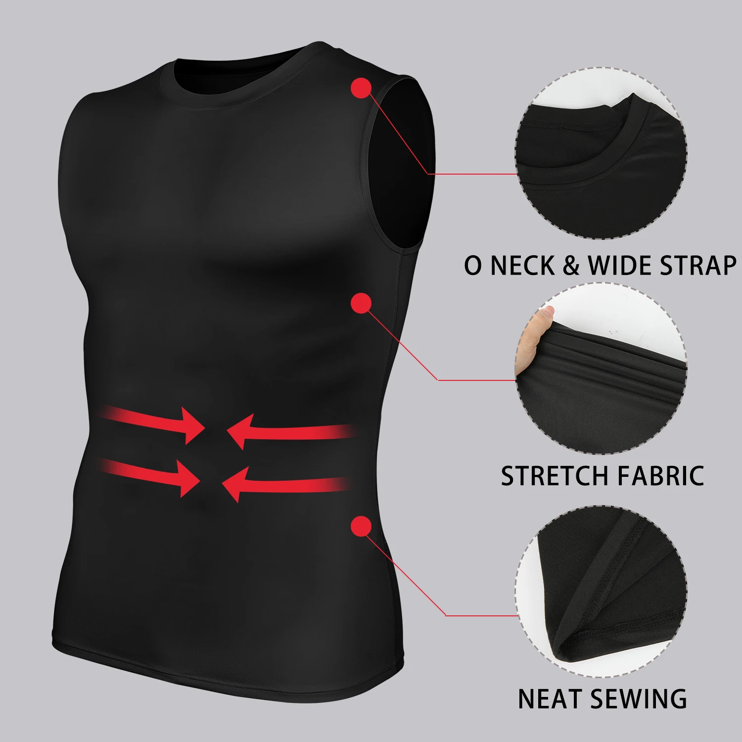 Men Compression Shirts Tank Top Tummy Control Sleeveles Fitness Shirts Slimming Belly Stomach Body Shaper Vest Gym Clothing