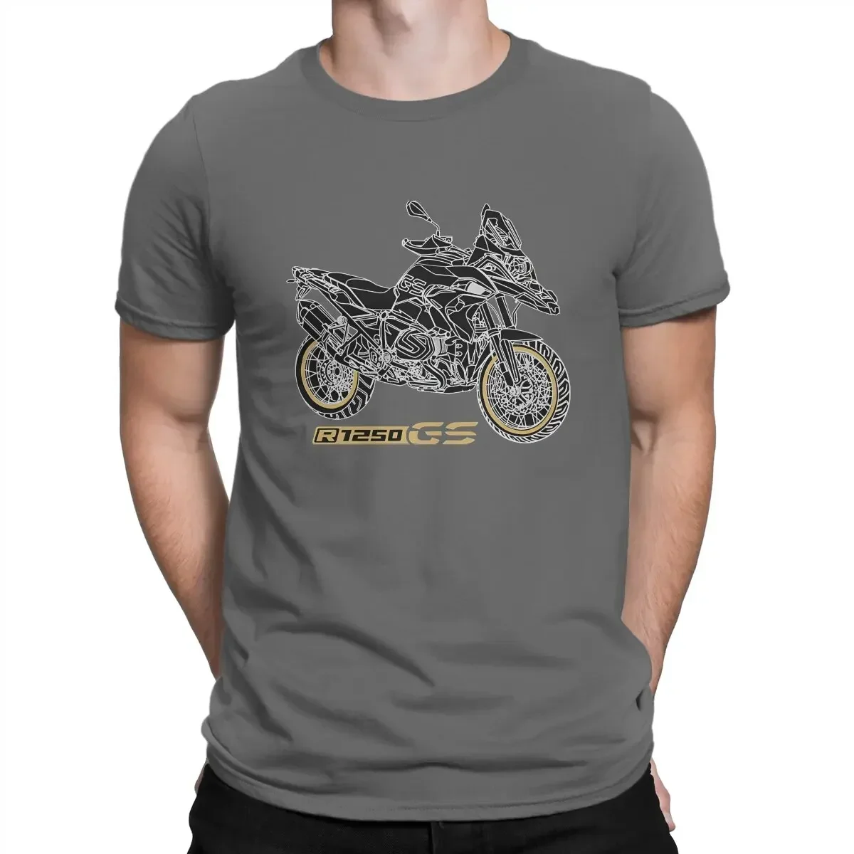 for Men GS Awesome Cotton Tees Crewneck Short Sleeve T Shirts Printing Clothes GS 1250 R 1250 GS Black Motorcycle T-Shirts