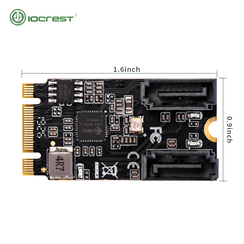 IOCREST 2 Port SATA III 6 Gb/s M.2 22X42 M Key dan B Key Controller Adapter Card SATA 6G Internal