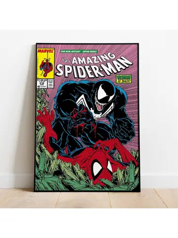 Spider Man Comic Book Covers Poster, Comics Print, Wall Art, Gift for Animation Fans