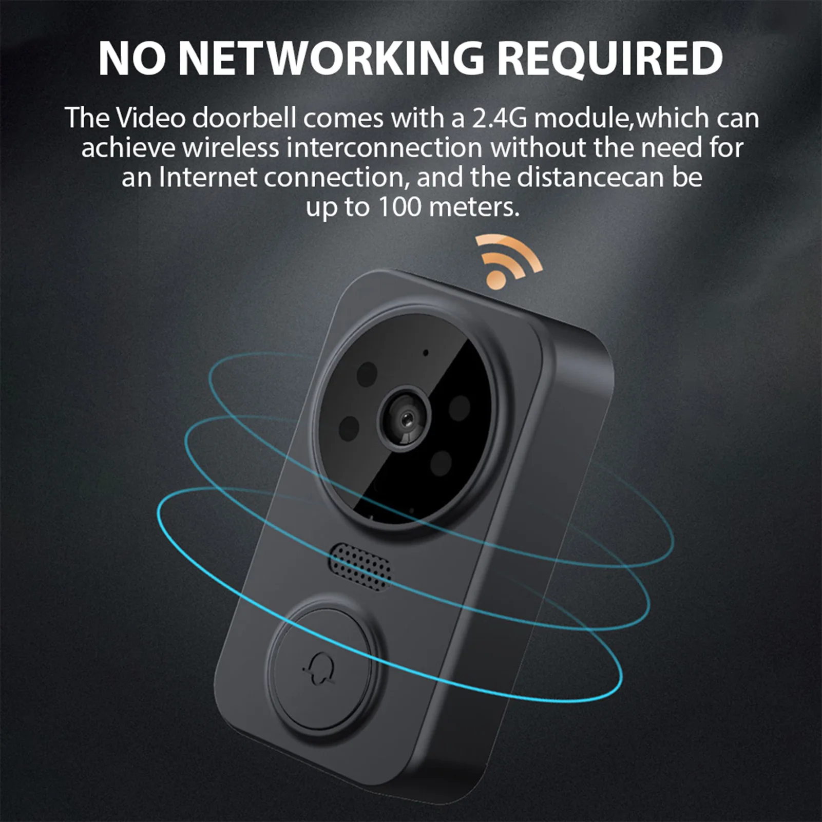 Layar IPS 4.3 Inci Bel Pintu Interkom Visual Nirkabel 2.4G dengan Layar, Pemantauan Video Definisi Tinggi Pintar Nirkabel Intellig