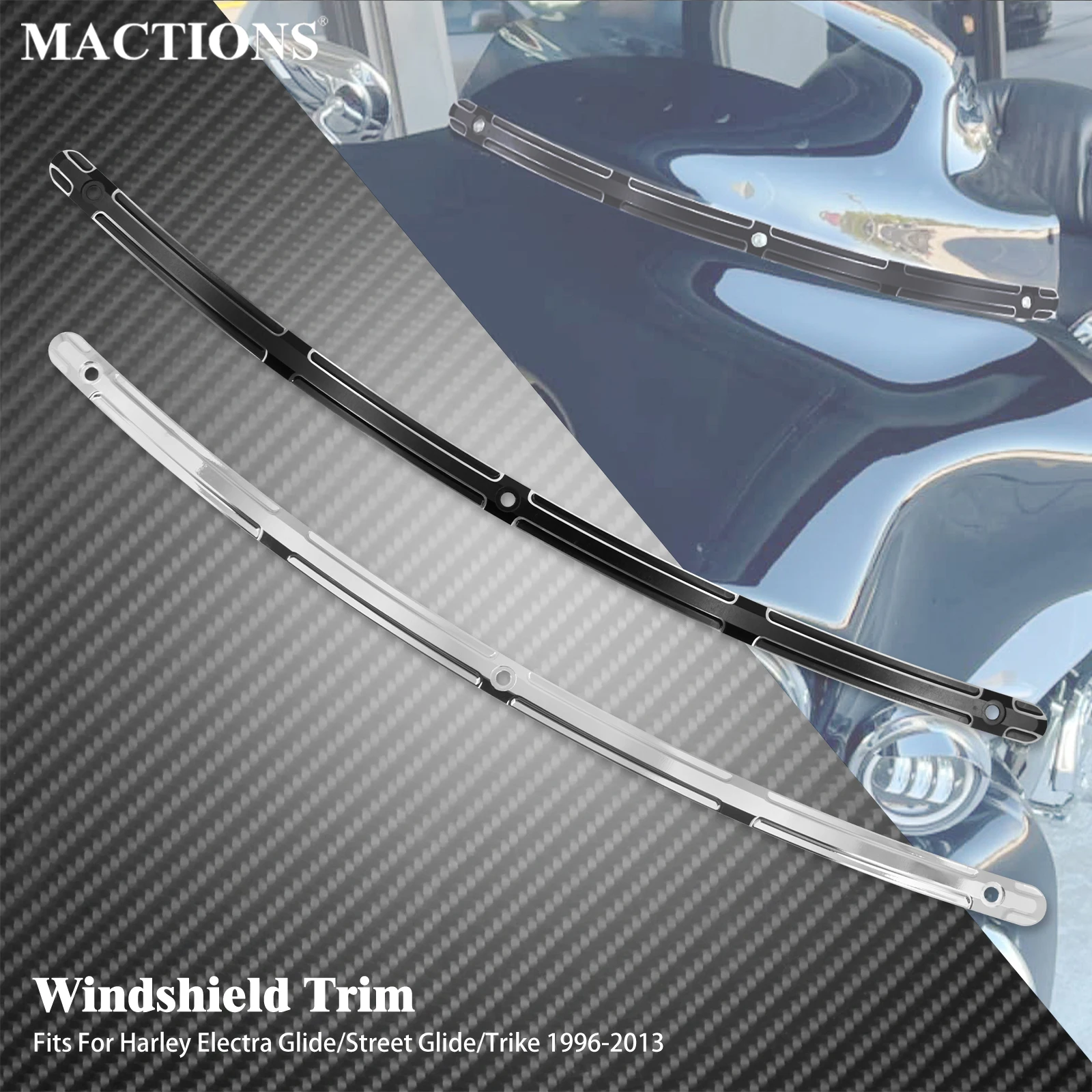 

Motorcycle Windshield Trim For Harley Touring Road King FLHR Street Electra Glide FLHT FLTRX FLHTK CVO 1996-2013 Windscreen Trim