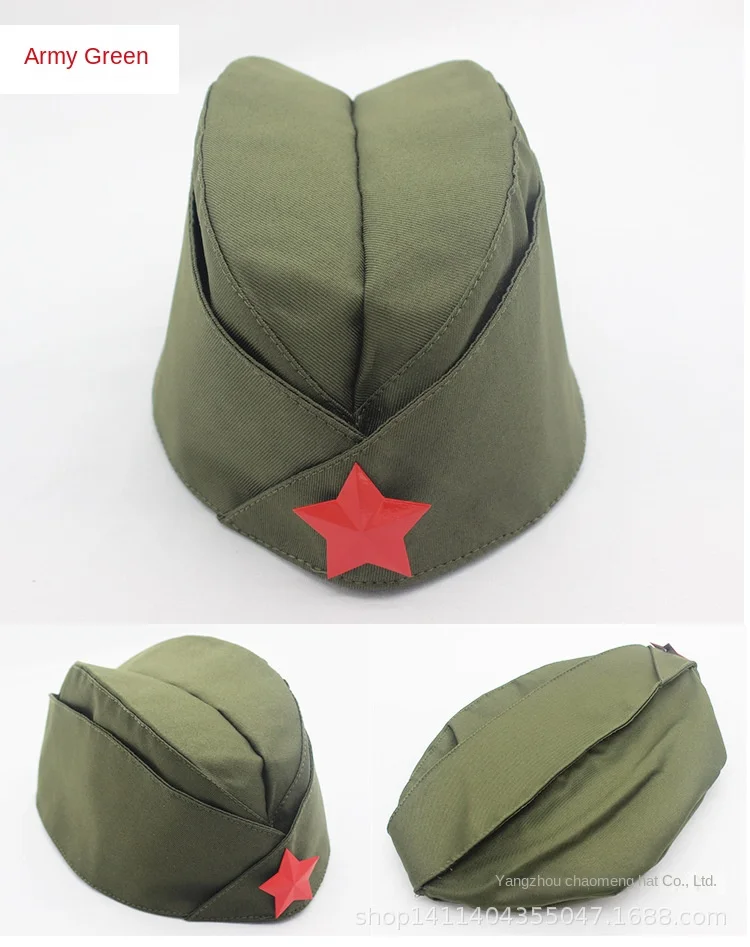 Performance Garrison Cap Canvas Sailor Dance Boat Hat Russian Role-play Star Side Cap for Party Cosplay Performance