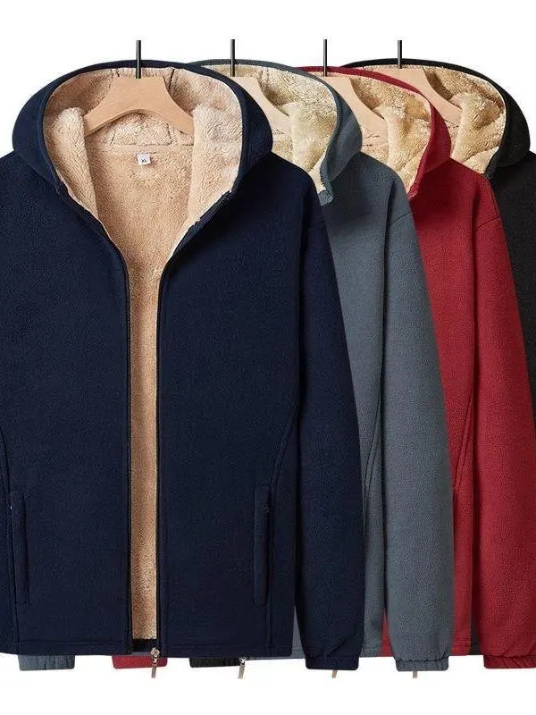 

Faionable ex Hooded Fce Jaet Outdoor Sports Youth Thiened Casual Sle Stand Fit Sweatirt with kets