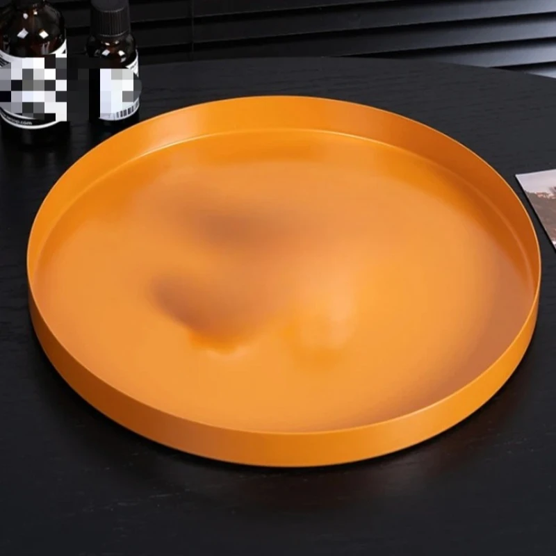 Nordic Style Metal Stainless Steel Storage Tray Circular Jewelry Cosmetics Display Plate Living Room Desktop Decoration Home
