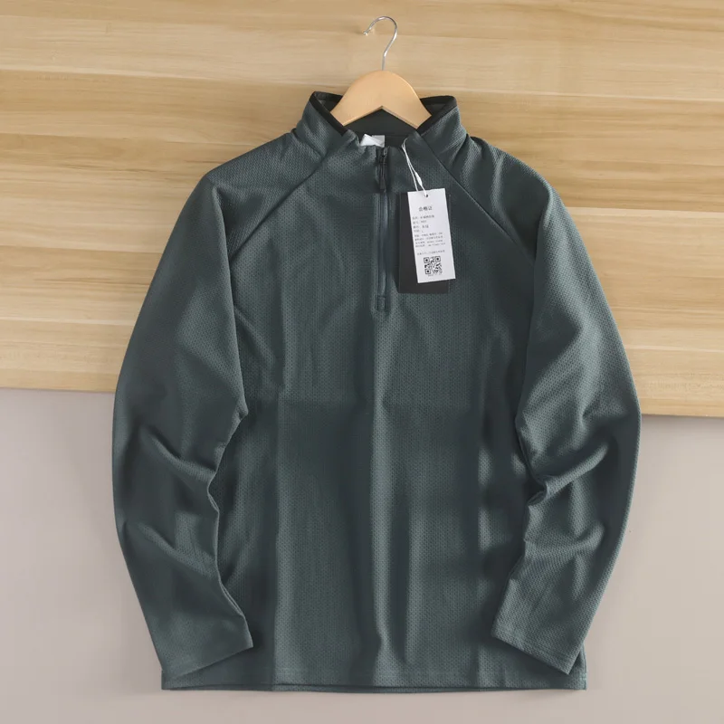 الرجال ربيع الخريف طويلة Sve قلنسوة بسحاب كوي الجافة تنفس في الهواء الطلق Faion تي شيرت الوقوف صالح الحضرية Sle لون نقي #5