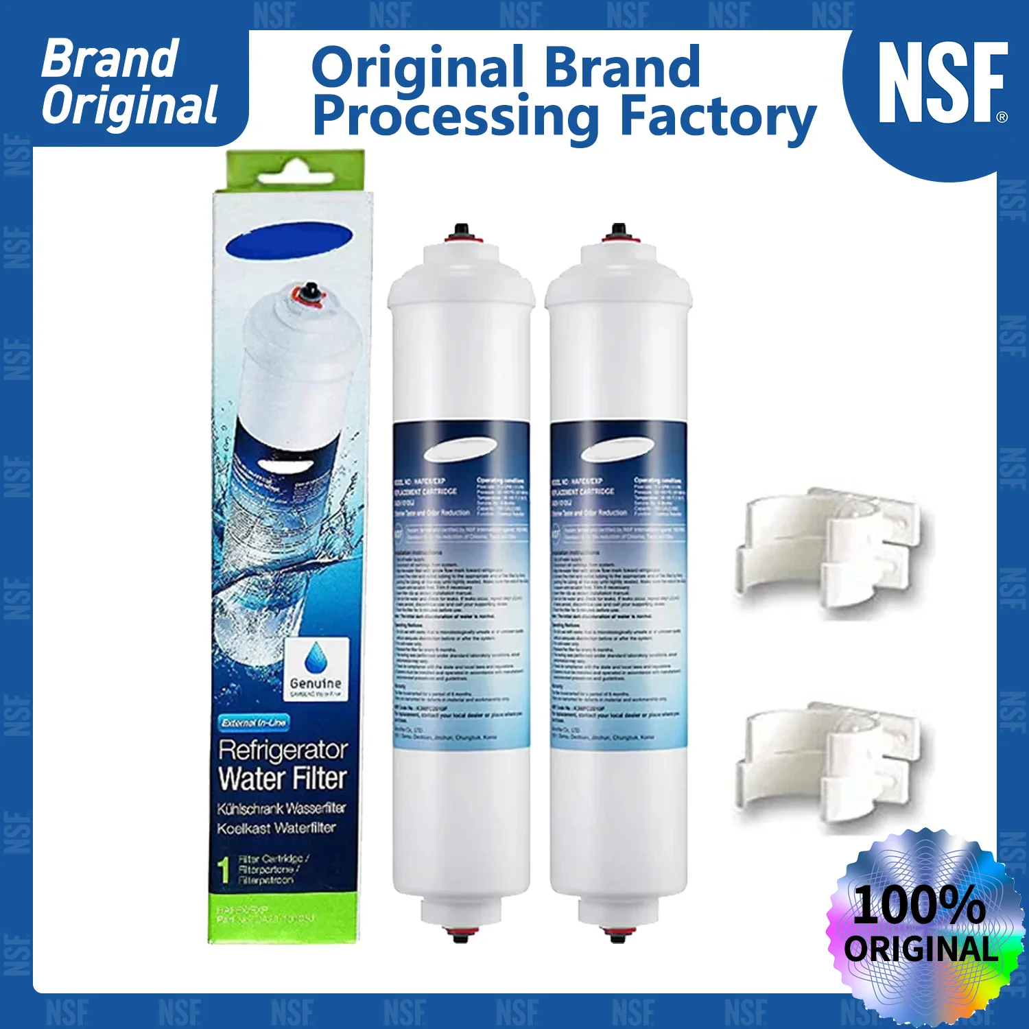 Water Filter for Refrigerator, NSF Certified Brand, Genuine Samsung DA29-10105J, Inline Water Filter for AquaPure Plus HAFEX EXP