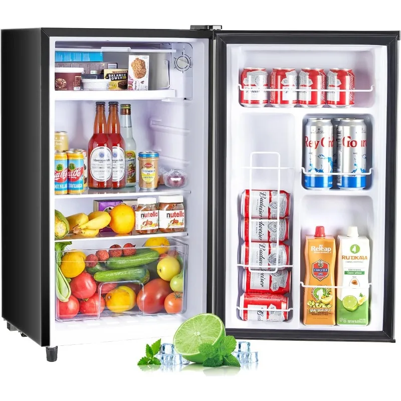 

Upgraded Mini Fridge with Freezer 3.2 Cu.Ft Compact Dorm Refrigerator Small Cooler, Single Door Adjustable Thermostat