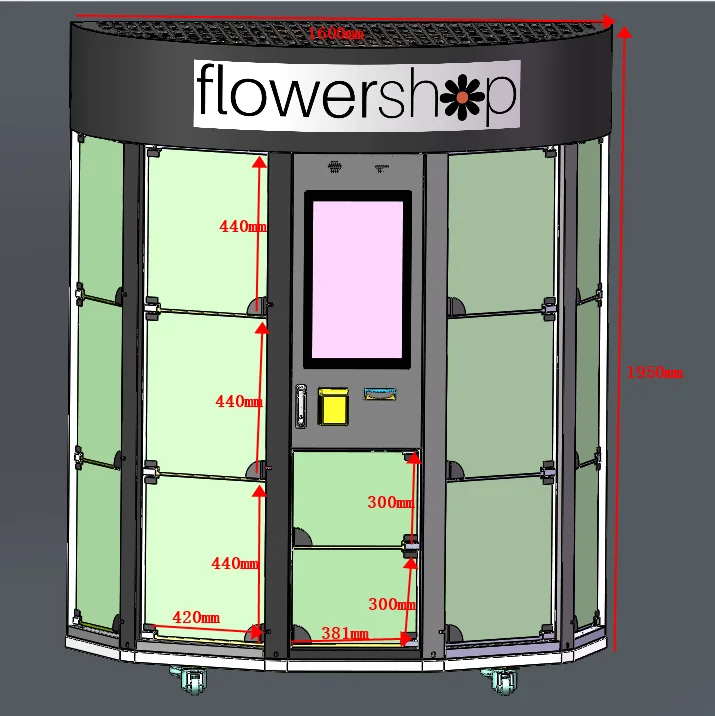 FL No Complex Maintenance Flower Vending Machine Silent Compressor Fresh Floral Bouquet Self-selling Lock Cabinet