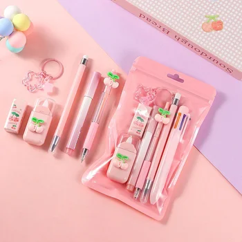 7pcs/set Colorful School Stationary Kits Including Ballpoint Pens Correction Tape Set For…