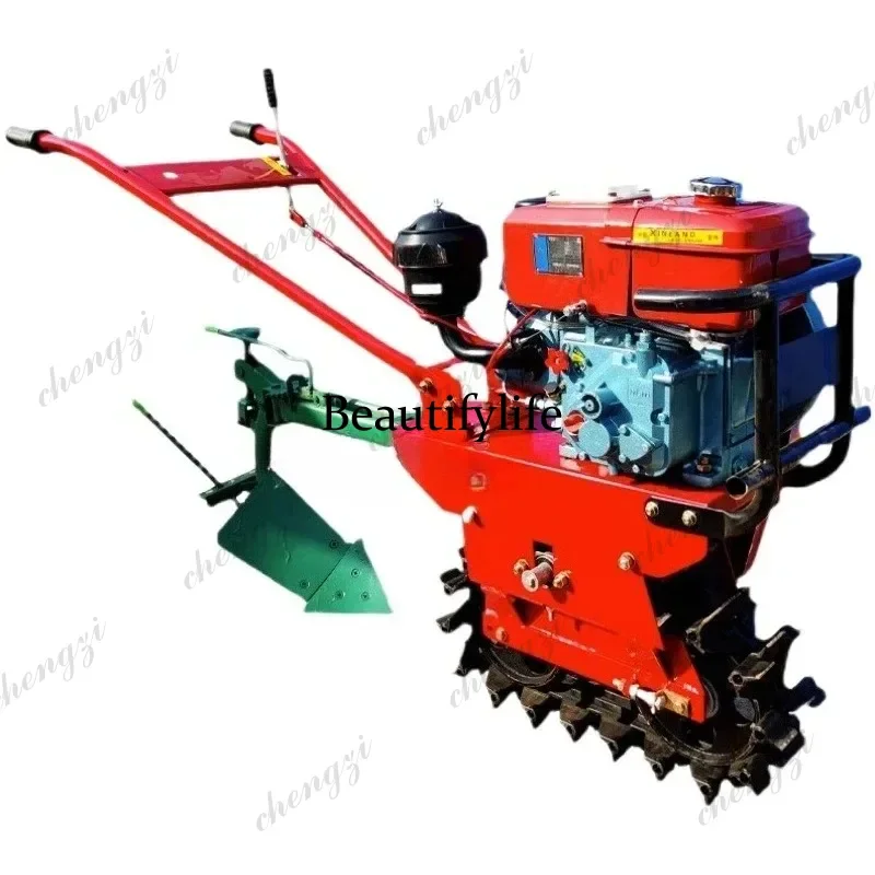 A172 Crawler type micro tiller agricultural multifunctional water and dry dual-purpose ditching and soil turning plowing machine