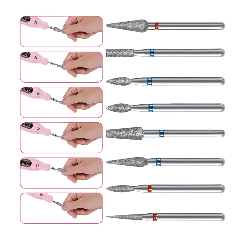 큐티클 클린 전기 손톱 파일 젤 오버플로 제거 매니큐어 페디큐어 도구에 대한 10Pcs 다이아몬드 네일 드릴 비트 밀링 커터