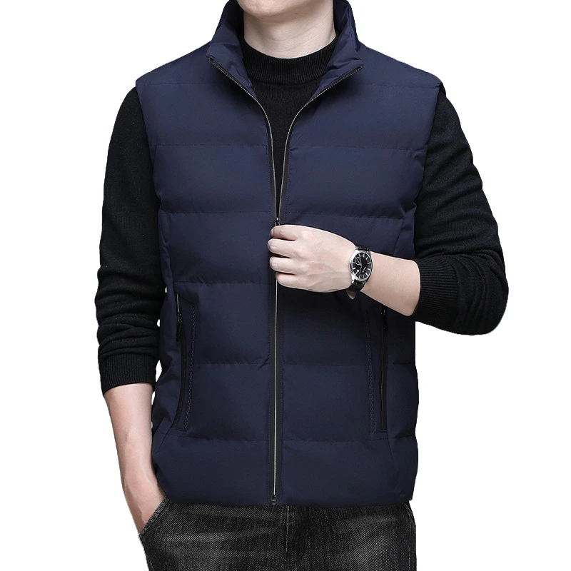 

Men Vest Thickened Warm Shoulder Jacket Stand Up Collar Short Casual Fashion Versatile Home Light Warm Jacket Men's Casual Vest