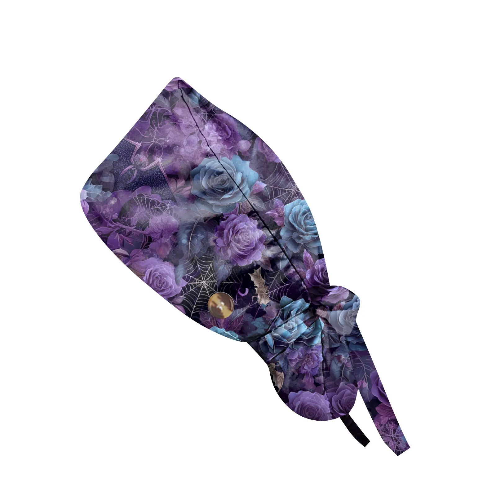 ハロウィンプリント医療スクラブキャップナース手術帽子綿タイバックストラップ病院獣医医師歯科医スカルキャップ