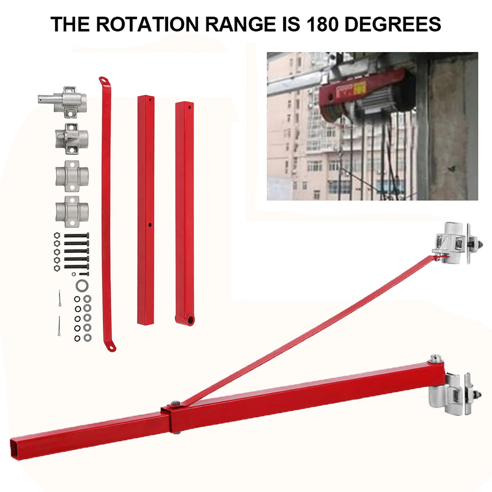 600kg Load Capacity Electric Hoist Support Arm Scaffold Mount Lifting Pole Bracket