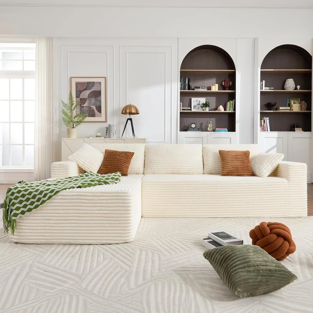 

108" Boneless Couches for Living Room, Modular Sectional Sofa with Oversized Chaise, L-Shape Boneless Couch with Deep Seat