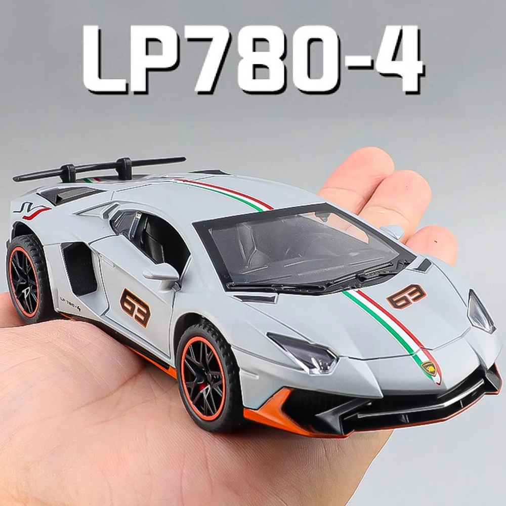 1:32 Scale Lambor Aventador LP780-4 LP740 Sports Car Model Toy Metal Diecast Pull Back Vehicles Models Kids Holiday Gifts