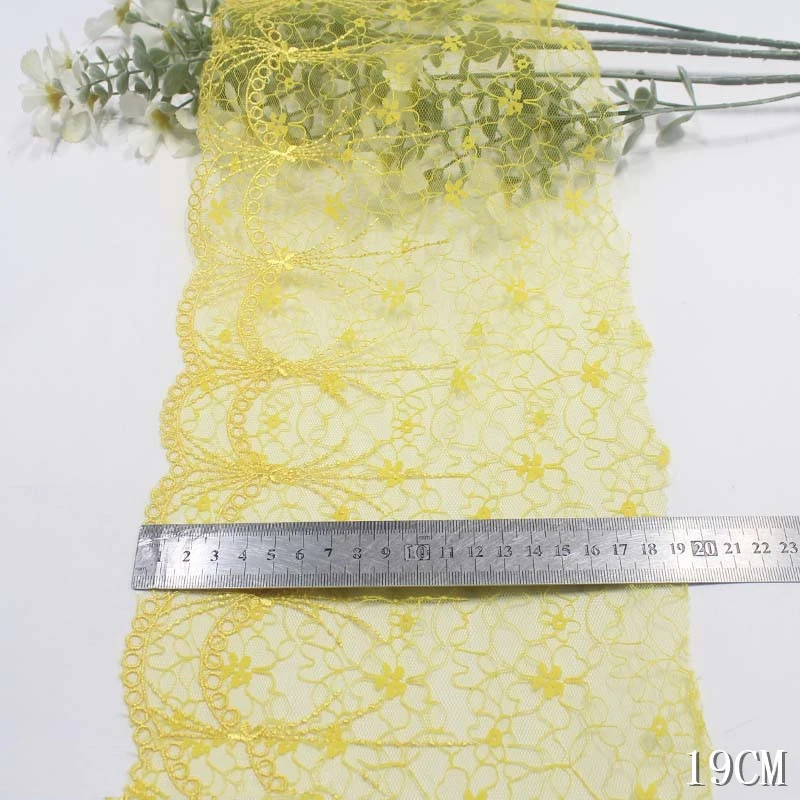 2meters Embroidery Lace Fabrics DIY Bra Sewing Crafts One Tone Yellow Lace Trim for Tablecloth Bra Accessories